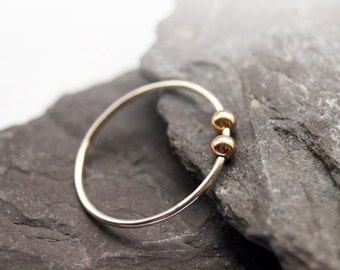 Fidget Ring Gold Filled Smooth Beads Sterling Silver  ~  stackable, worry ring, spinner ring, anxiety, ADHD