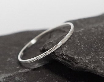 Vertical Lines Skinny Recycled Sterling Silver Stacking Ring ~ stackable, textured, skinny ring