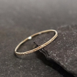 Solid 9ct Recycled Gold Stardust Skinny Stacking Ring ~ stacking ring, pure gold, yellow gold, gold band, stackable, wedding, 18ct