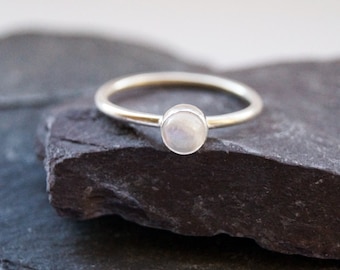 Rainbow Moonstone Recycled Sterling Silver Ring ~ statement ring, stacking ring, gemstone, birthstone, solitaire