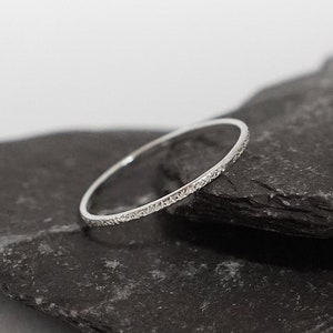 Stardust Skinny Recycled Sterling Silver Stacking Ring ~ stackable, textured, skinny ring