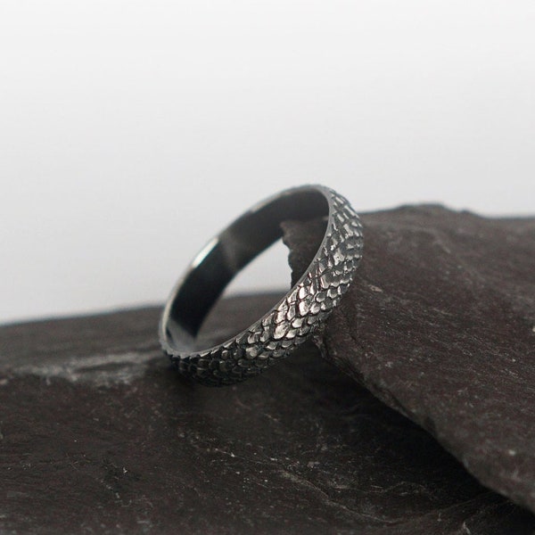 Dragon Scales Sterling Silver Ring Band ~ ring, silver ring, unisex ring, men's ring, band, eternity ring, statement ring, snake