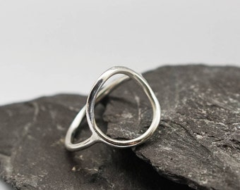 Recycled Sterling Silver Minimal Circle Ring ~ statement ring, unique, geometric, gift, modern, minimalist