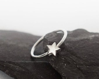 Star Fidget Ring Sterling Silver  ~  stackable, worry ring, spinner, anxiety, ADHD, meditation