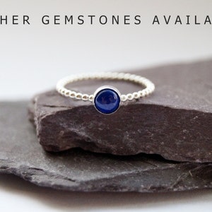 Beaded Gemstone Recycled Sterling Silver Ring
