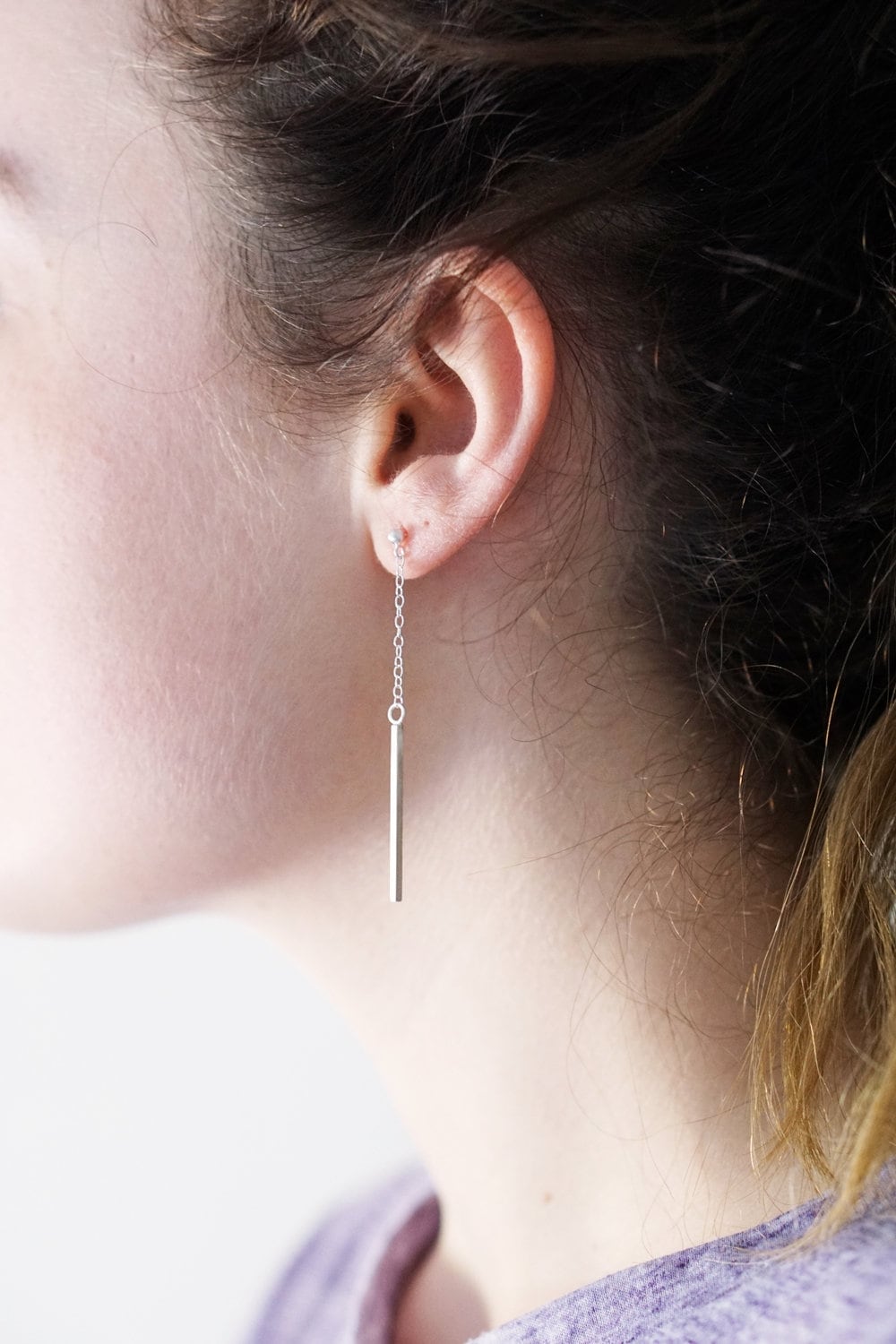 Silver bar dangle earrings discount