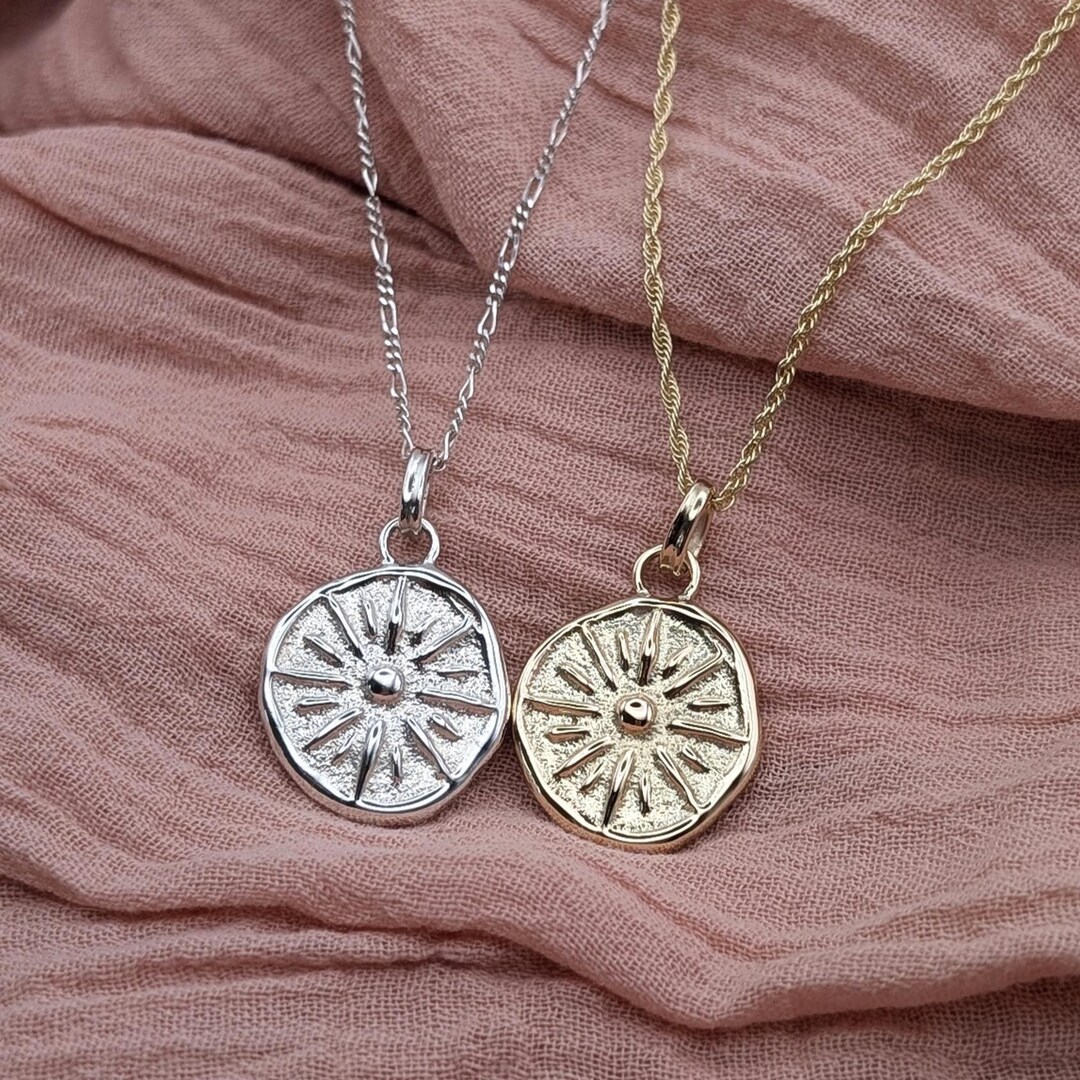 Sun Ray Pendant in Solid Sterling Silver, 9ct or 18ct Gold ~ Talisman ...