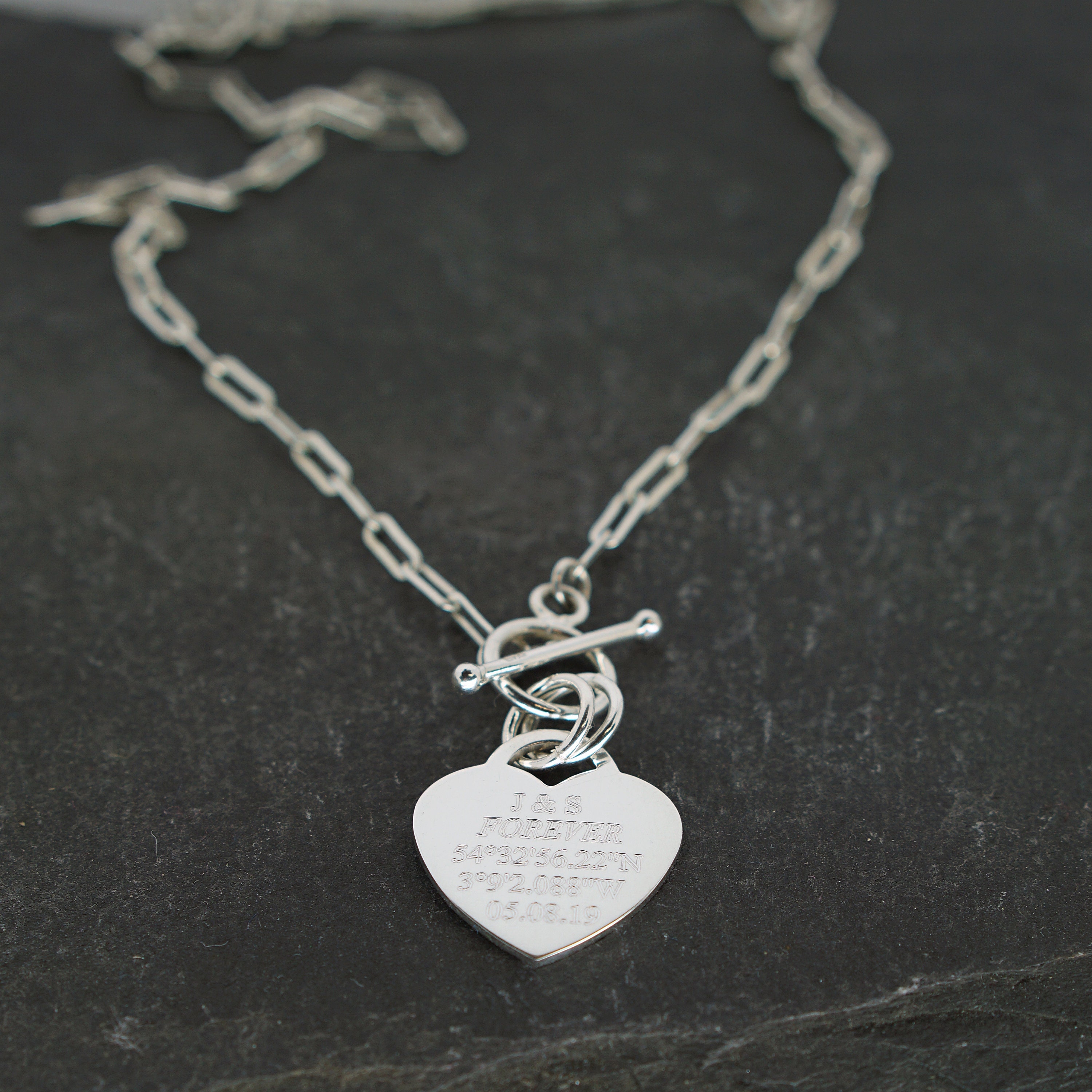 Personalised Heart Lock Sterling Silver Necklace ~ Paperclip