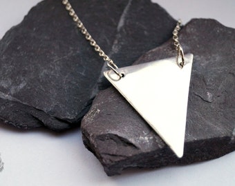 Large Triangle Sterling Silver Necklace ~ modern, geometric, triangle, pendant, recycled