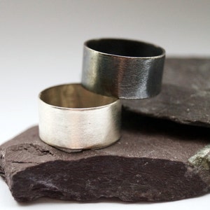 Recycled Sterling Silver Wide Band Ring ~ unisex, men's ring, oxidised, statement ring, band