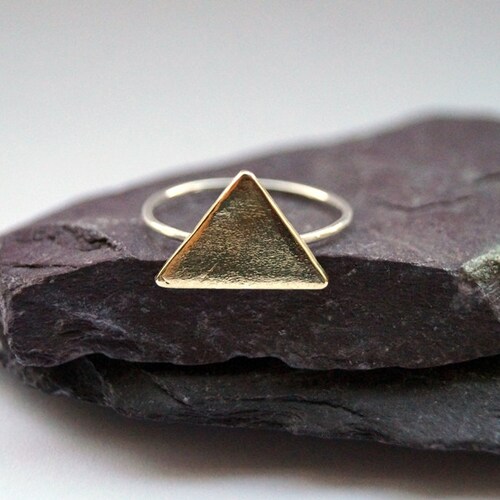 Skinny Triangle Sterling Silver Ring Stacking Ring - Etsy