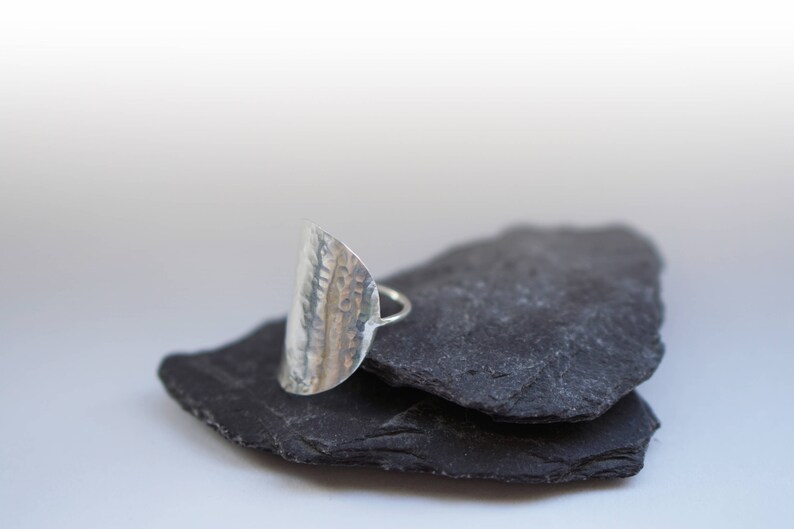 Dimpled Sterling Silver Armour Ring Disc Statement Ring Etsy UK