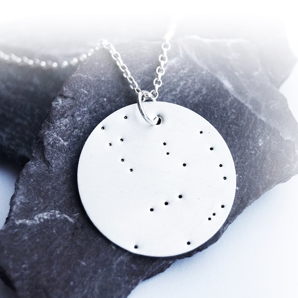 Large Sterling Silver Personalised Constellation Necklace ~ stars, space, cosmos, , space, stamped, statement, zodiac, star sign, name