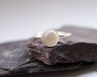 Moonstone Recycled Sterling Silver Ring ~ statement ring, stacking ring, gemstone, unique, solitaire ring, birthstone