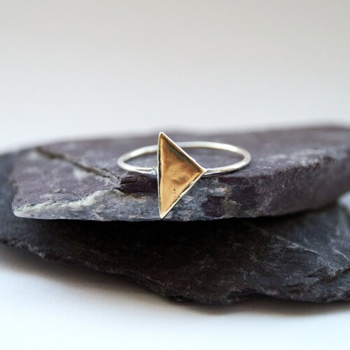 Skinny Triangle Sterling Silver Ring Stacking Ring - Etsy