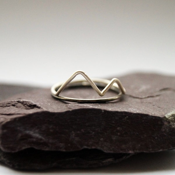 Recycled Sterling Silver Mountain Rings – Hammered Landscape Bands