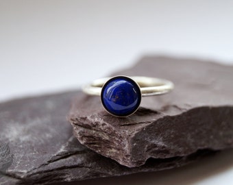 Lapis Lazuli Recycled Sterling Silver Ring ~ statement ring, stacking ring, gemstone ring, solitaire ring, recycled