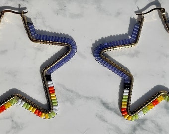 AUTHENTIC OJIBWE Halloween Star BEADED Hoops
