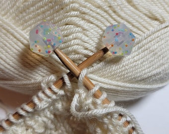 Topes hexagonales de confeti para agujas de tejer, protectores de punta de aguja, fundas para puntas de aguja, accesorios de punto coloridos.