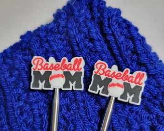 Baseball Mom Stitch Stoppers, Knitting Needle Stoppers, Needle Point Protectors, Needle Tip Cover Sports Mom Knitting Gift, Knitting Notions