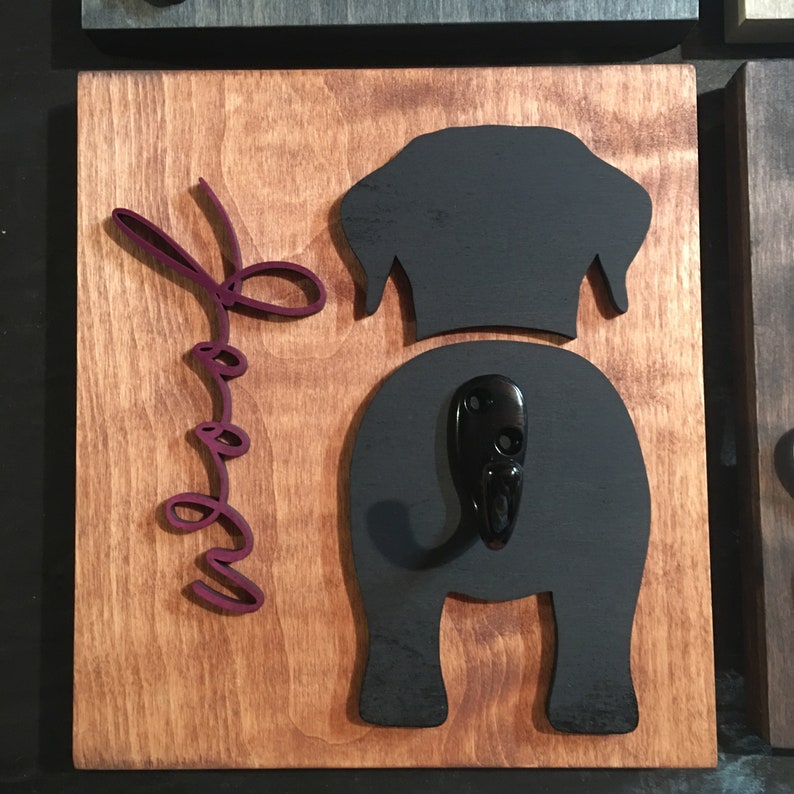 Personalized Dog Leash Holder Dog Breed Wooden Wall Hanger Etsy