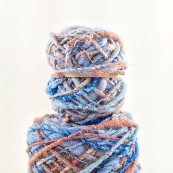 Cotton Candy Yarn | 80 yds | handspun yarn cotton candy cotton candy blue cotton candy pink thick and thin yarn single ply handspun