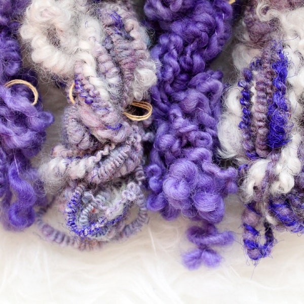 Curly Purple Duo - 15 yards total - weaving yarn