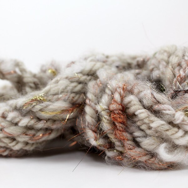 Trendy Oatmeal | Farm Fresh Yarn for Weavers | Shetland + Longwool Locks | 18 yards, 3 ounces