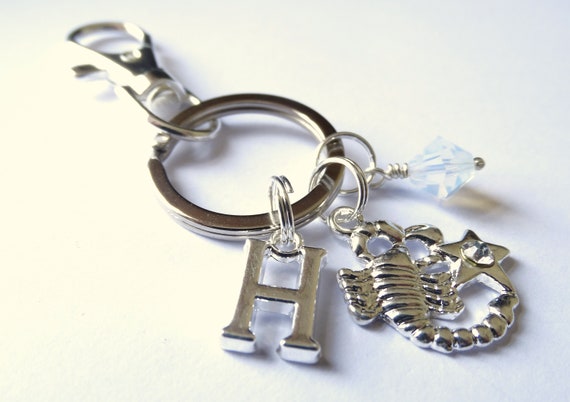 ENGRAVED ZODIAC STAR SIGN KEYRING BEAUTIFULLY PERSONALISED SCORPIO KEYRING