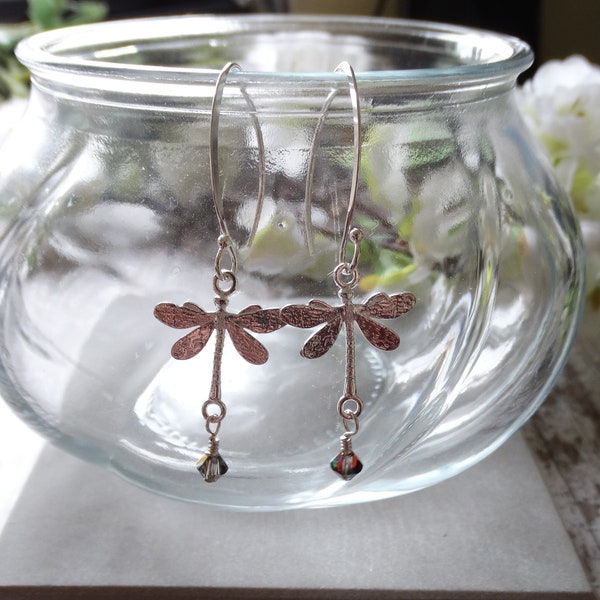 Orecchini A Libellula In Argento 925 Con Ambra Baltica Marrone E Gialla – Chiusura A Latchback, Ipoallergenici, Regalo In Elegante Scrigno