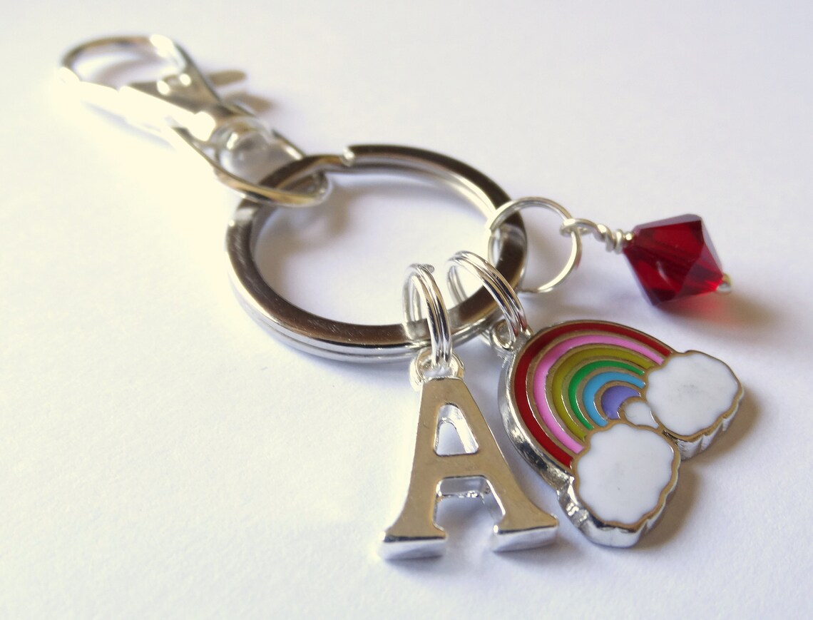 Personalised Rainbow Keyring Gift for Her Gift for Him Etsy