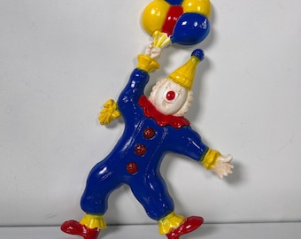Vintage Plastic Clown Wall Hanging | Circus Theme Decor