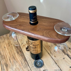 Wine Caddy - Black Walnut Wood - Unique Gift - Housewarming Gift -Wedding Gift
