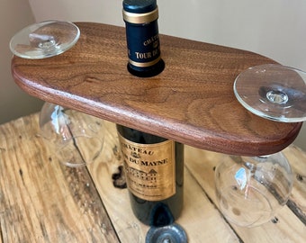 Wine Caddy - Black Walnut Wood - Unique Gift - Housewarming Gift -Wedding Gift