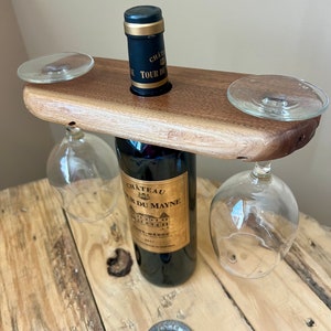 Wine Caddy - Black Walnut Wood - Unique Gift - Housewarming Gift -Wedding Gift