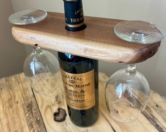 Wine Caddy - Black Walnut Wood - Unique Gift - Housewarming Gift -Wedding Gift