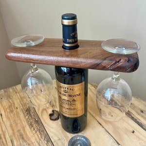 Wine Caddy - Black Walnut Wood - Unique Gift - Housewarming Gift -Wedding Gift