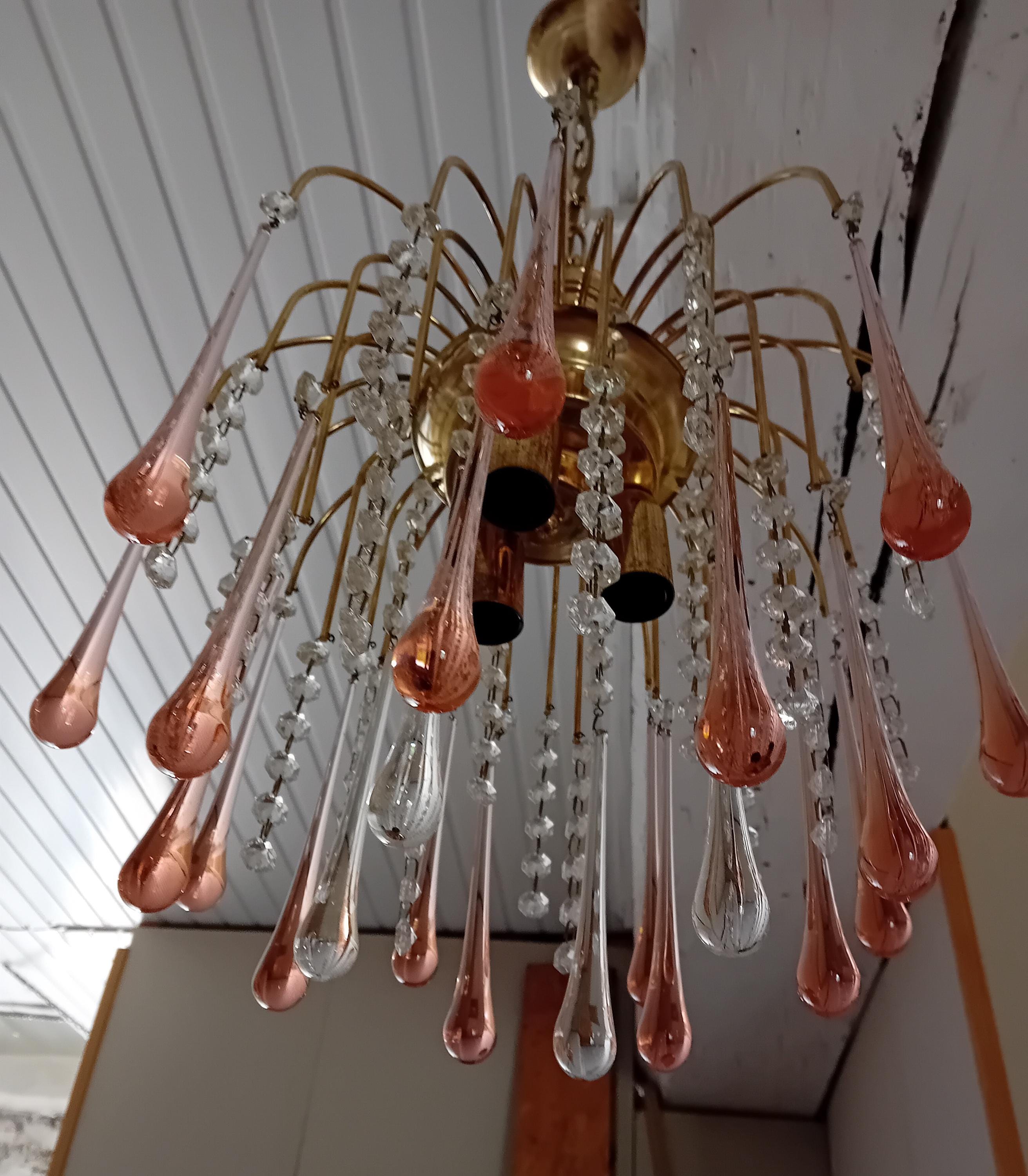 オレンジとホワイトのガラスシャンデリア(ミューラー製) シャンデリア | cosaic Lab.