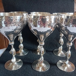 Drinkware wine / water goblets vintage silver plated / chrome price is for  set of six