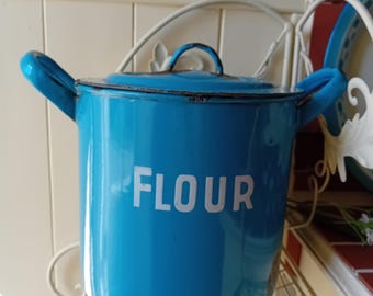 Mehlkanister Vintage Emaille Vorratsdose für die Küche im 1950er Jahre Stil