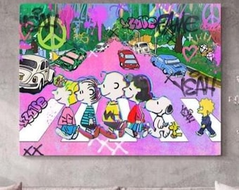 Pop Art Wandbild  Modernes Wohnzimmer Leinwandbild  Kunstdruck Urban Art Wanddeko P-nuts