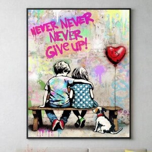 Pop Art  Motivationsbild Wandkunst, Bild, Never give up, Banksy, inspiriert Kinder, Kunst, Geschenk Direkt vom Künstler