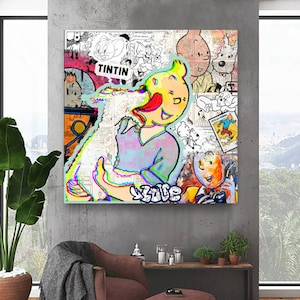 Leinwand Pop Art Tim Struppi Bild Kunst Contemporary Modern Art limited Edition Streetart Berlin Graffiti Hund Geschenk Freundin Weihnachten