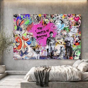 Pop Art | Canvas | Creation of Adam | City Collage | Graffiti | Kunst | Contemporary | Modern Art | Berlin xmas