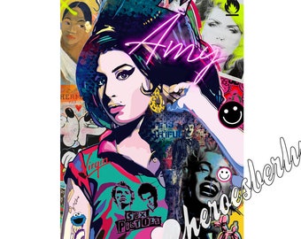 Pop Art Wanddeko Amy Winehouse Kunst Contemporary Modern Art limited Edition Modern Art Urban StreetArt Canvas Berlin Weihnachten