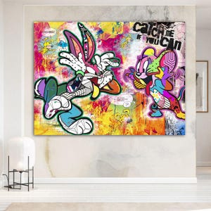 Direkt v Künstler Leinwand, POP ART, Bugs &Jerry, Bild, Kunst, Streetart , Geschenk Freund Freundin Mutter, Wandkunst, Graffiti