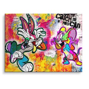Pop Art Leinwand, Modern Wall Art, Bugs Jerry, Streetart, Canvas, Contemporary Modern Art