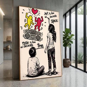 Colorful Pop Art Wall Art Livingroom | Modern Canvas ArtPrint | Urban Canvas Art | Statement Decor Art  Nasty Girl Banksy Style