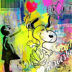 NEON BAloon Girl & Doopsy Pop Art Bild Kunst Contemporary Modern Art limited Edition Streetart Urban Weihnachten