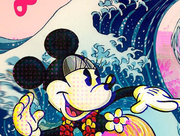 Mickey Surfing | Hokusai | | Pop Art | Canvas | Graffiti | Kunst